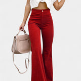 Pantalons en Velours à Taille Haute et Jambes Larges Kiara