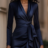 Luna - Robe longue en satin avec volants