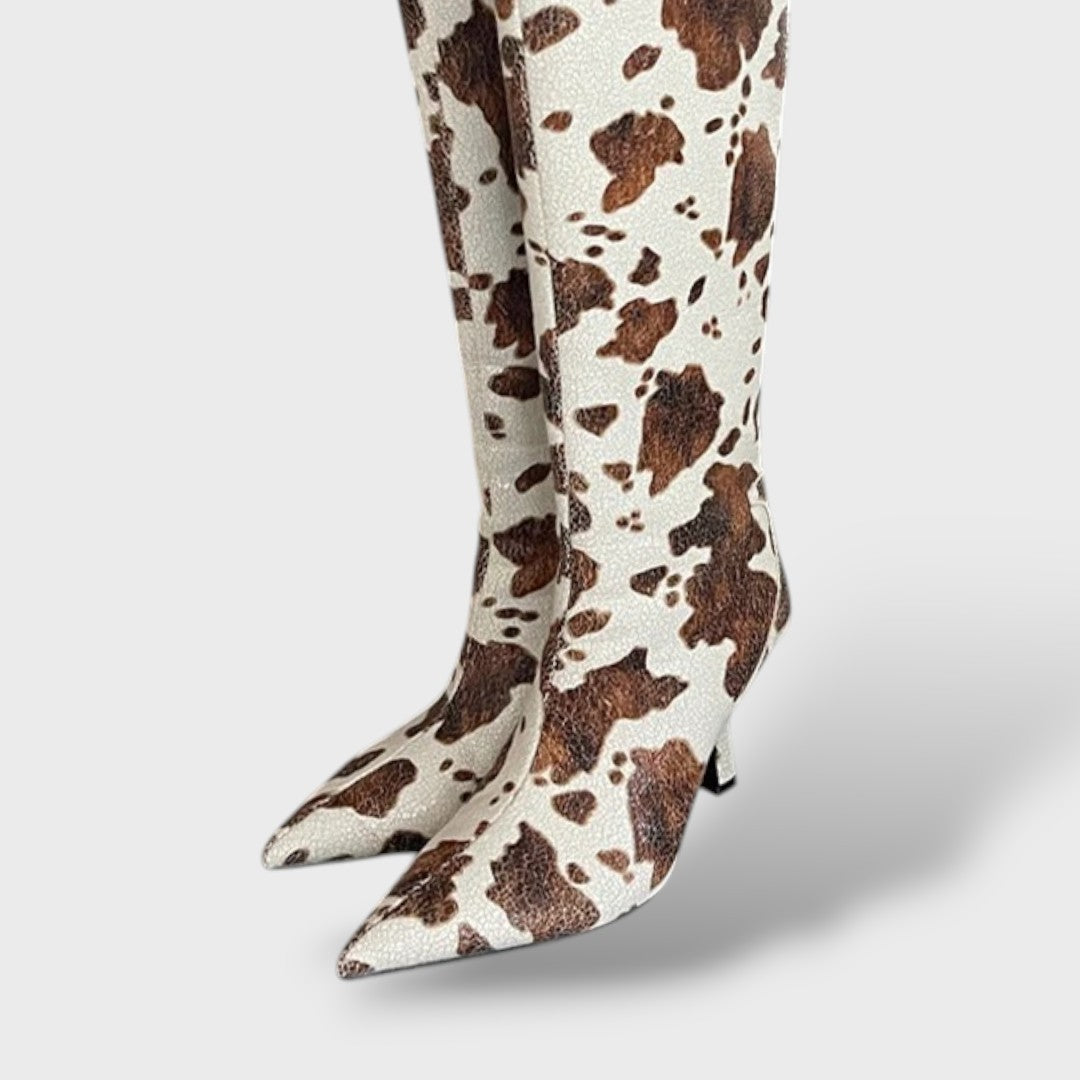 Bottes Hautes en Cuir Femme Style Cowboy