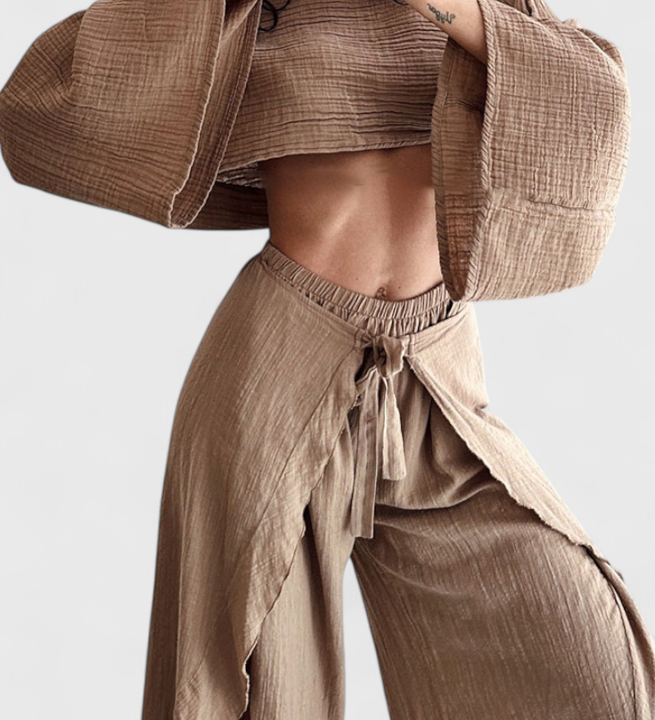 Ensemble Fluide Elsie avec Kimono et Pantalon Croisé