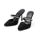 Sandales à talons hauts avec bout pointu ornées de strass