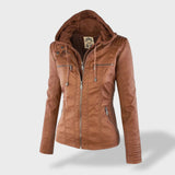 Lucía | Veste en cuir pour femme avec capuche