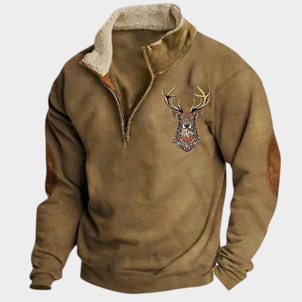 Christos™ | Sweat à Capuche d'Hiver en Polaire avec Design de Cerf