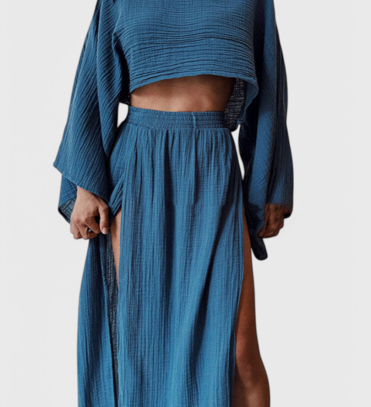 Martha Ensemble de Deux Pièces avec Jupe à Fente Haute