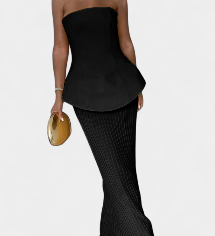 Clarita Ensemble de Deux Pièces Plissé Sans Bretelles