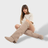 Bottes Hautes Femme Classiques en Daim Élégantes