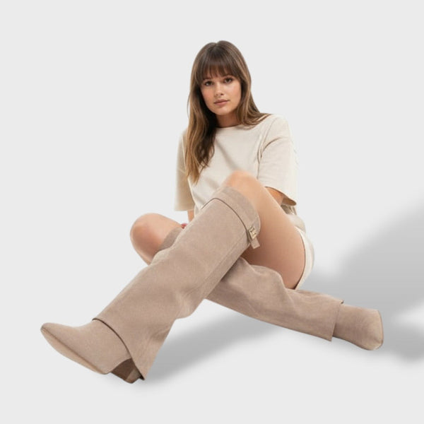 Bottes Hautes Femme Classiques en Daim Élégantes