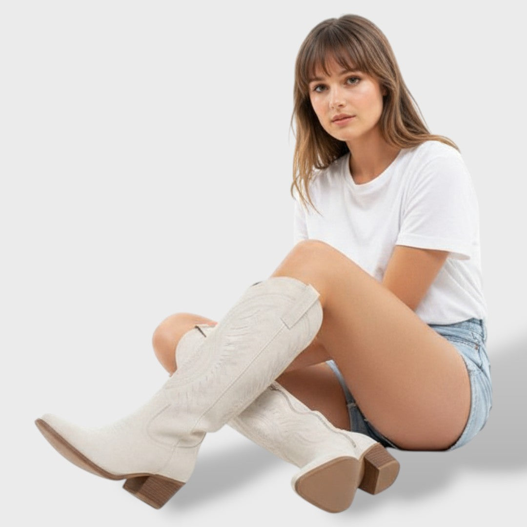 Bottes Cowboy Suède Femme Talon Bloc