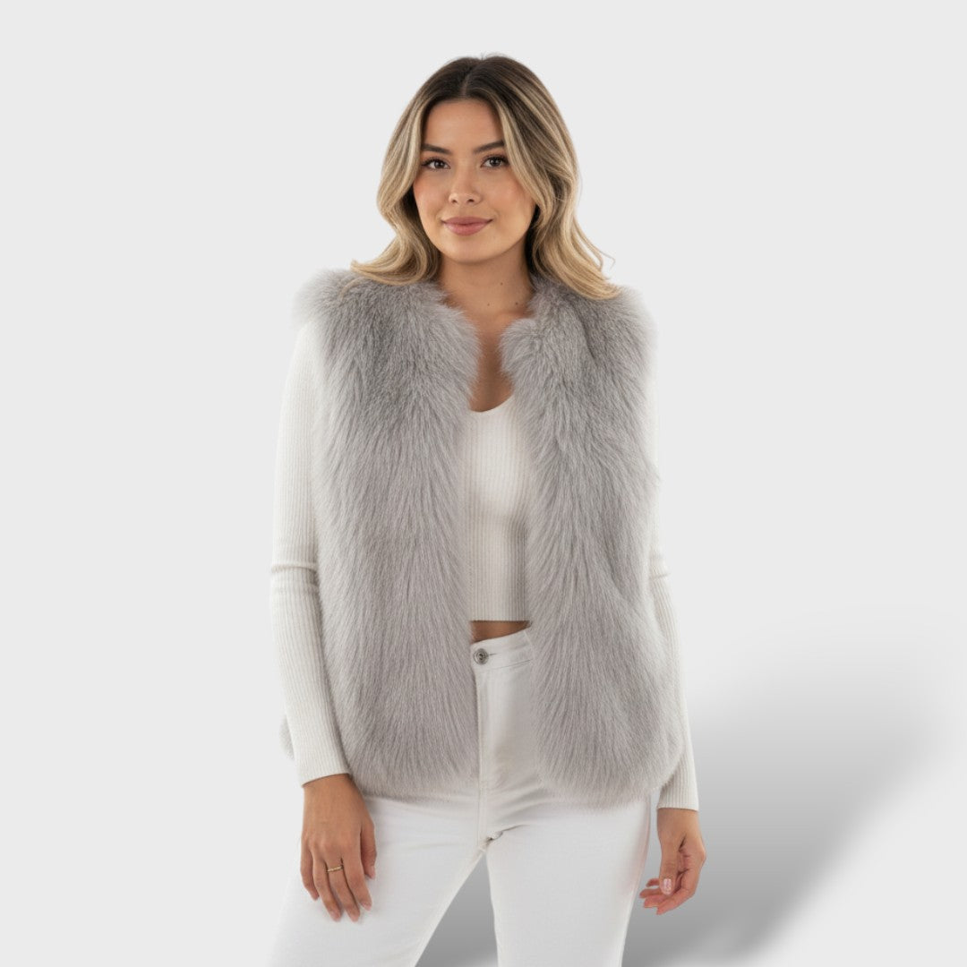 Gilet en Fourrure Femme Hiver Élégant