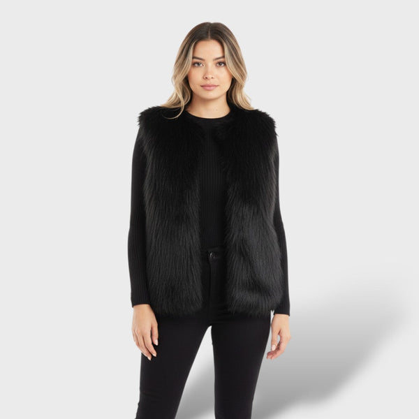 Gilet en Fourrure Femme Hiver Élégant