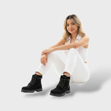 Bottines de Neige Femme avec Semelle Épaisse et Doublure Chaude