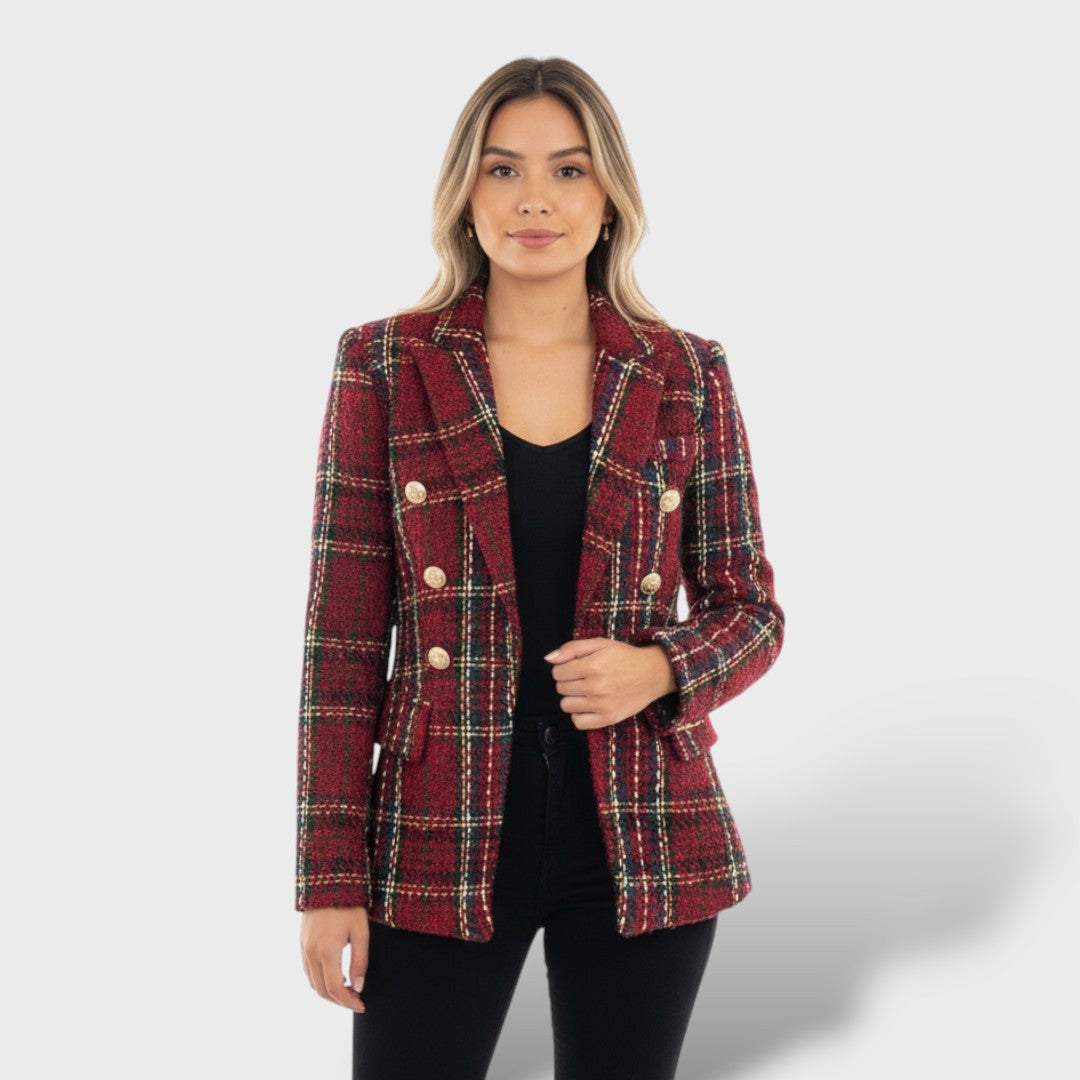 Blazer à carreaux élégant femme
