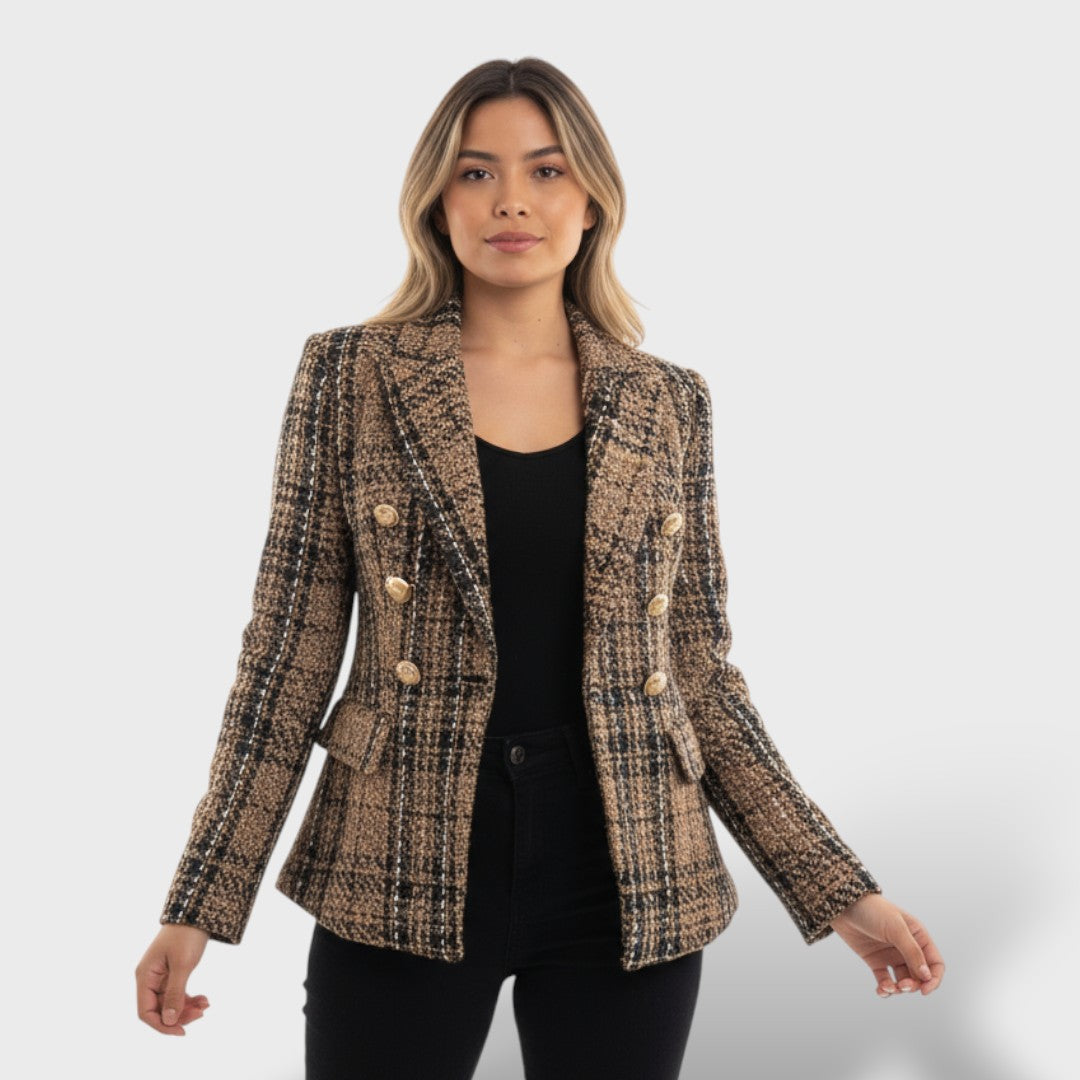 Blazer à carreaux élégant femme