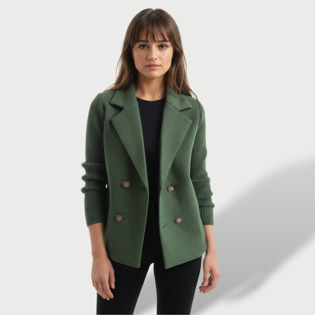 Blazer Femme Élégant Amora avec Manches en Tricot Rayées