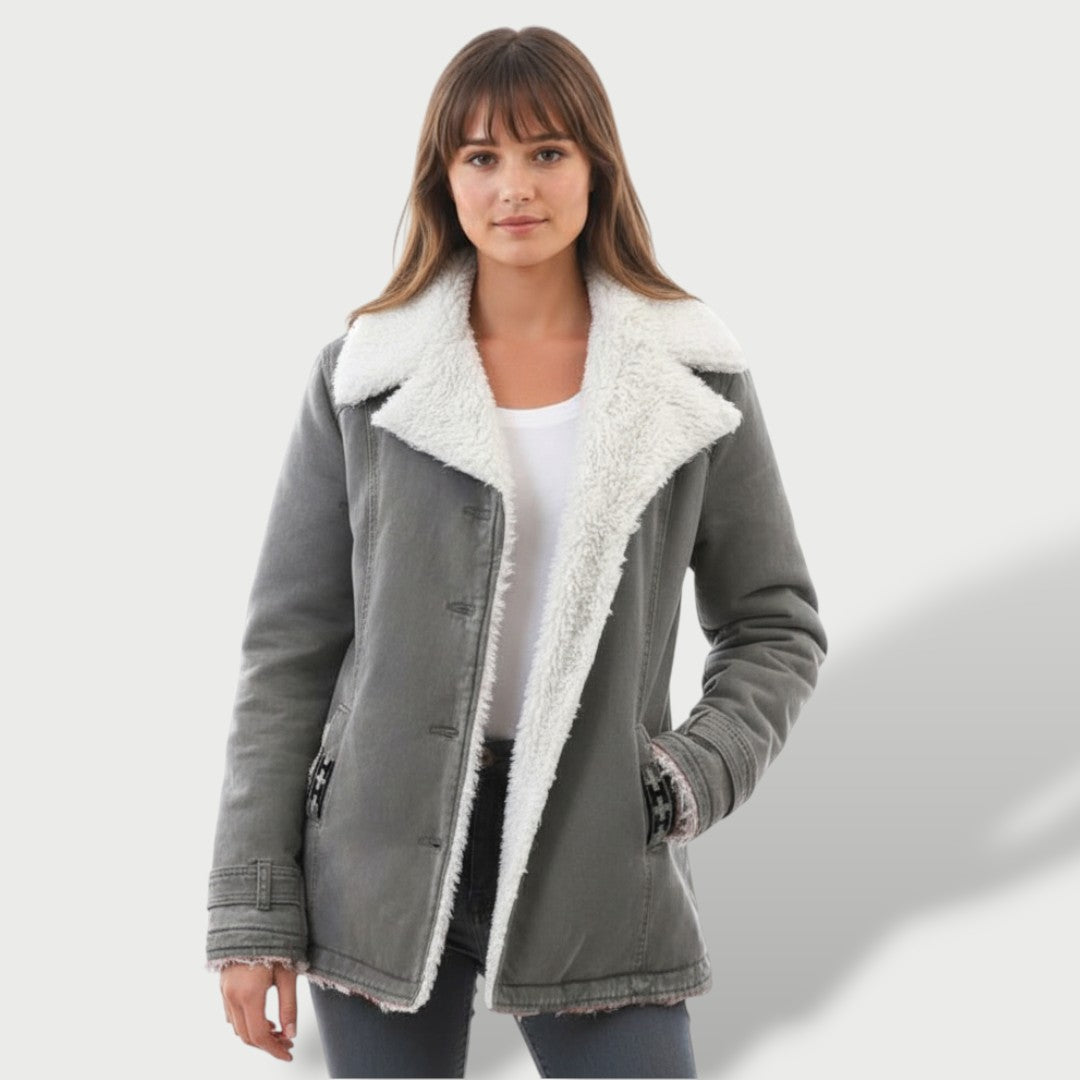 Manteau Long Femme Hiver avec Revers Élégant