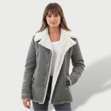 Manteau Long Femme Hiver avec Revers Élégant