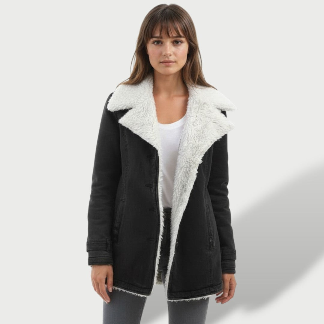 Manteau Long Femme Hiver avec Revers Élégant