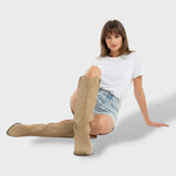 Bottes Cowboy Hautes Femme en Daim Brodées