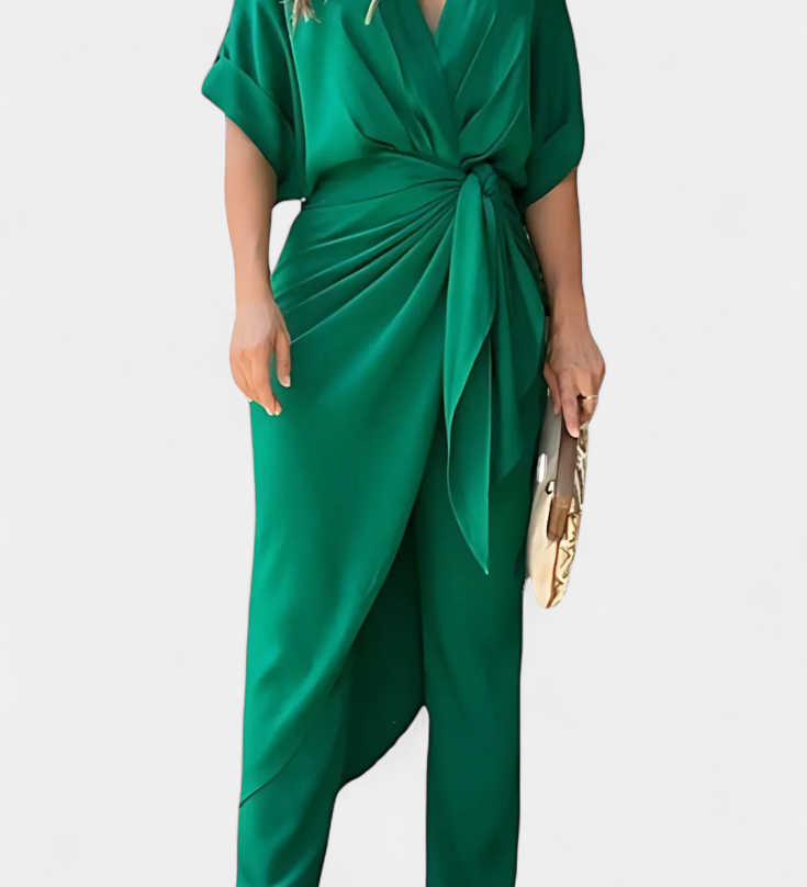 Ensemble Mayleen Croisé avec Nœud Frontal et Pantalon Droit