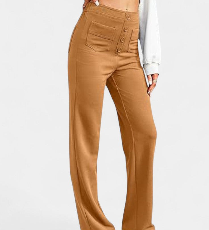 Pantalons Droits Taille Haute et Élastiques Nova