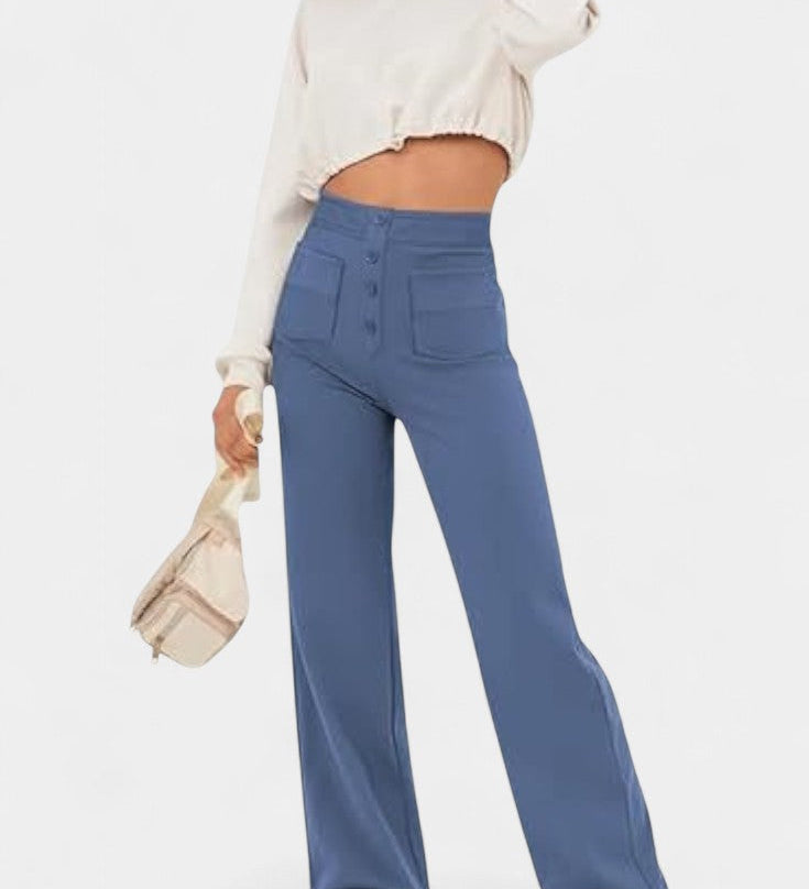 Pantalons Droits Taille Haute et Élastiques Nova