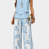 Ensemble Boho Élégant Martina Sans Manches avec Pantalon Droit Imprimé