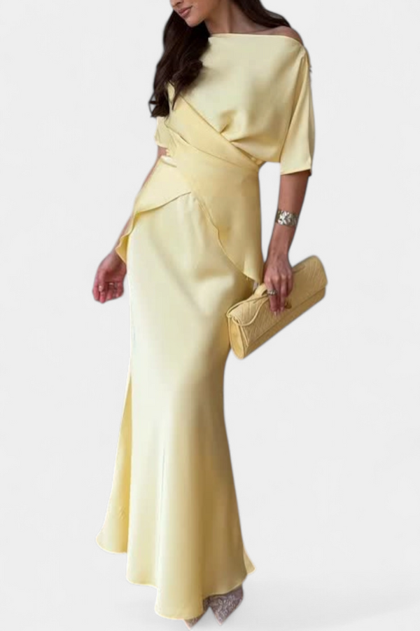 Veleda Ensemble de Top à Bretelles Croisées et Jupe Fluide