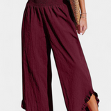 Justina Pantalon Palazzo à Volants et Taille Haute