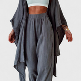 Ensemble décontracté Henley de deux pièces avec cardigan