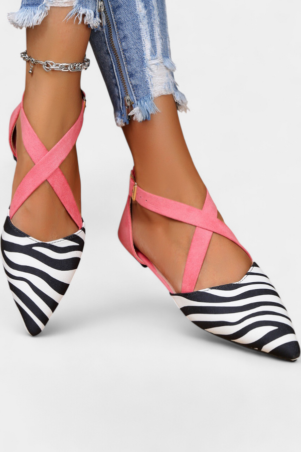 Ballerines Fenna avec Imprimé Zèbre et Brides Croisées