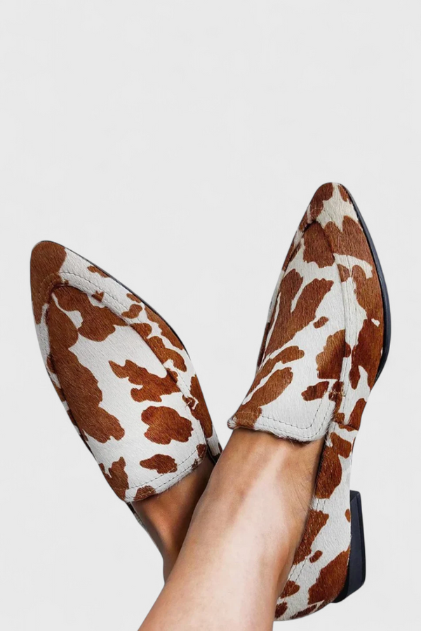 Loafers en Cuir Grecia avec Talon Bas et Pointe Aigüe