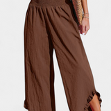 Justina Pantalon Palazzo à Volants et Taille Haute