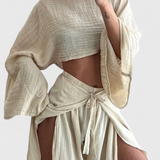 Maeva Ensemble Décontracté à Deux Pièces avec Ouverture et Nœud