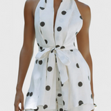 Eshra Ensemble Top Halter et Shorts à Pois