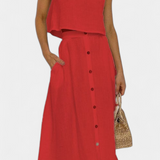 Naha Ensemble en Coton avec Gilet et Boutons Frontaux