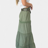 Jupe Maxi Boho Dola avec Dentelle et Fente Frontale