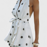 Eshra Ensemble Top Halter et Shorts à Pois