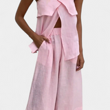 Oriana Ensemble Sans Bretelles avec Jupe à Fente en Couleur Unie