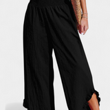 Justina Pantalon Palazzo à Volants et Taille Haute