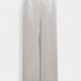 Elva Pantalons à Paillettes Taille Haute et Coupe Ample