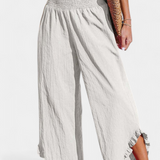 Justina Pantalon Palazzo à Volants et Taille Haute