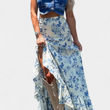 Robe Maxi Florale Kala avec Fente et Volants
