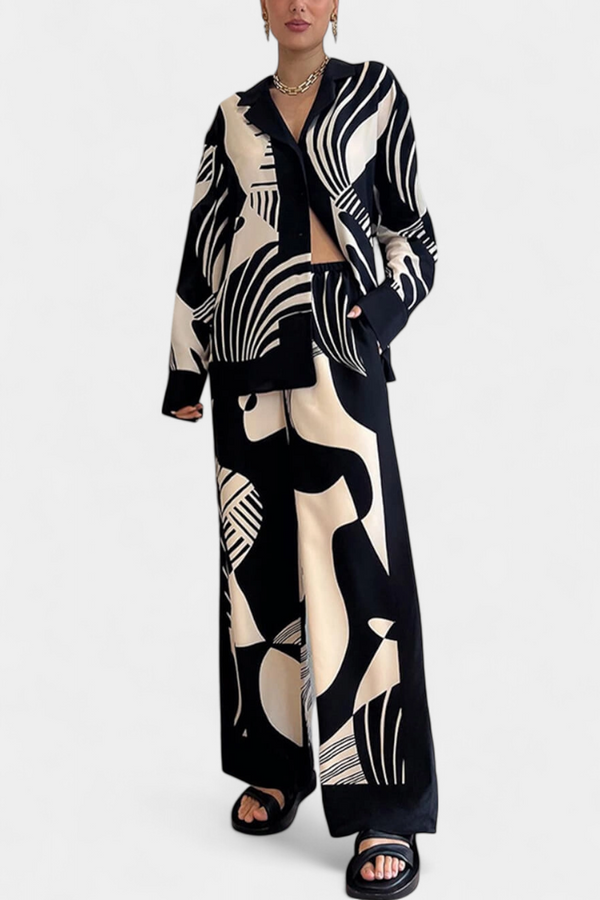 Basilisa Ensemble à Jambes Larges avec Imprimé Graffiti