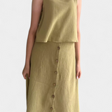 Naha Ensemble en Coton avec Gilet et Boutons Frontaux