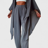 Ensemble décontracté Henley de deux pièces avec cardigan