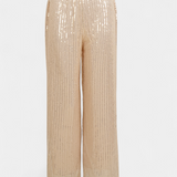 Elva Pantalons à Paillettes Taille Haute et Coupe Ample
