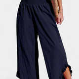 Justina Pantalon Palazzo à Volants et Taille Haute