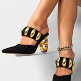 Irene Sandales à Talon Aiguille avec Détails Métalliques