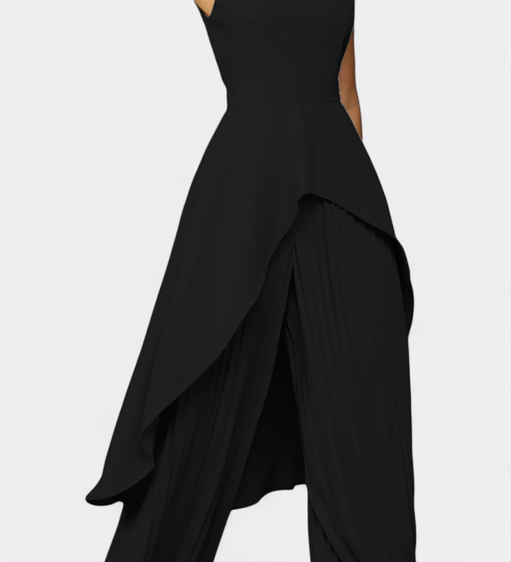 Ensemble Asymétrique Chrysoula avec Pantalon Plissé