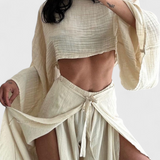 Maeva Ensemble Décontracté à Deux Pièces avec Ouverture et Nœud